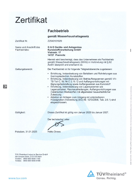 Zertifikat Fachbetrieb bis 2027